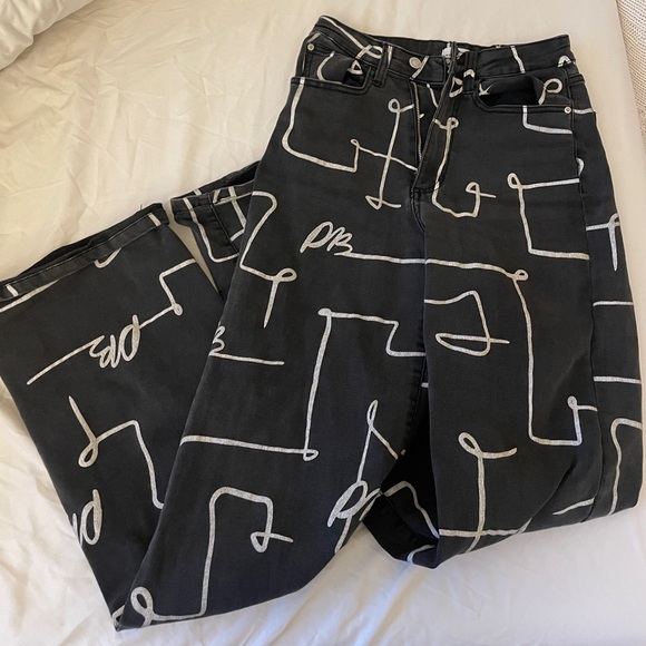 We Wore What Scribble Print Black High Waist Jeans - Picture 4 of 4